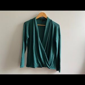 Gibson Diana Cozy Fleece Wrap Top size XS, teal color